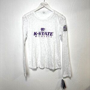 NUYU Kentucky State Wildcats Long Sleeve Burnout Tee White NWT Womens College XL